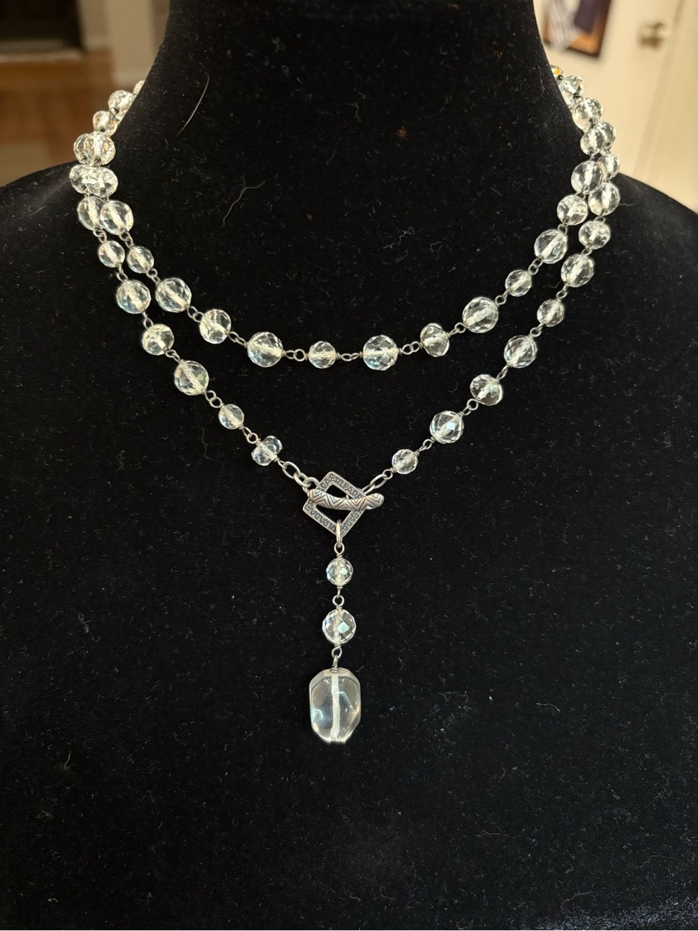 Silpada Crystal and Bead Y-Necklace - Clear and Silver - Picture 3 of 6